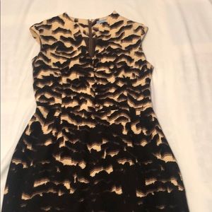 Brown print with gold buttons dress